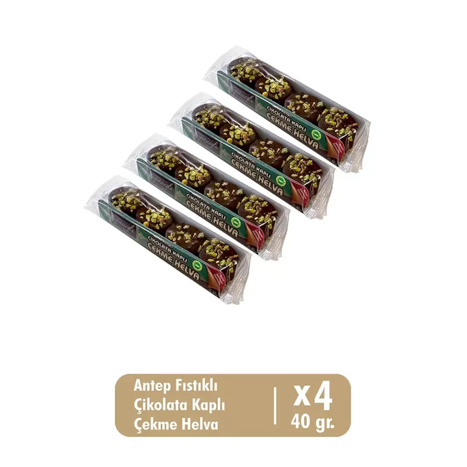 Antep Fıstıklı Çikolata Kaplı Çekme Helva 40G x 4 Adet
