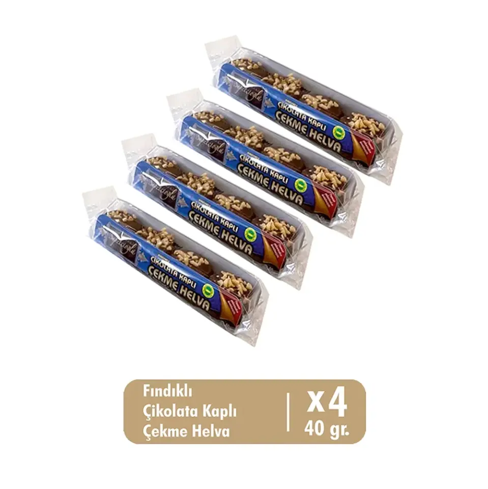 Fındıklı Çikolata Kaplı Çekme Helva 40G x 4 Adet