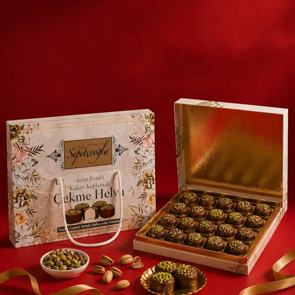 Kakao Kaplamalı Antep Fıstıklı Çekme Helva 288G