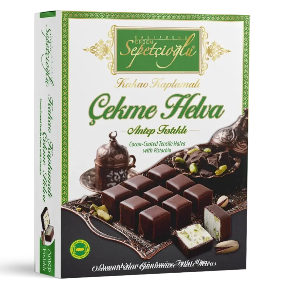 Kakao Kaplamalı Antep Fıstıklı Çekme Helva 80G