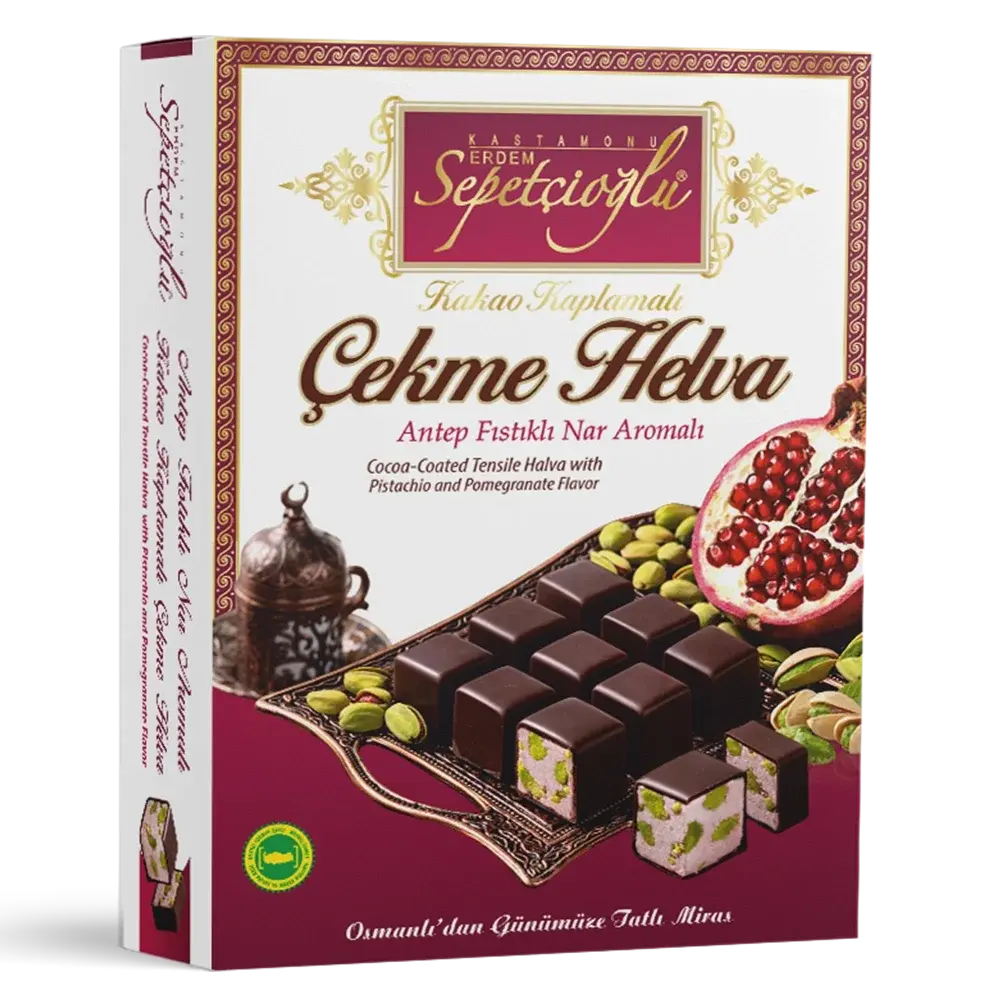 Kakao Kaplamalı Antep Fıstıklı Nar Aromalı Çekme Helva 80G