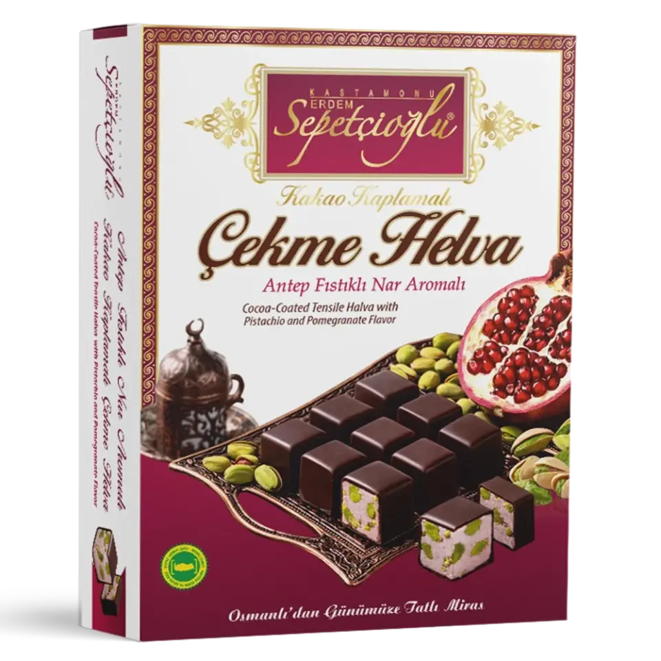 Kakao Kaplamalı Antep Fıstıklı Nar Aromalı Çekme Helva 80G